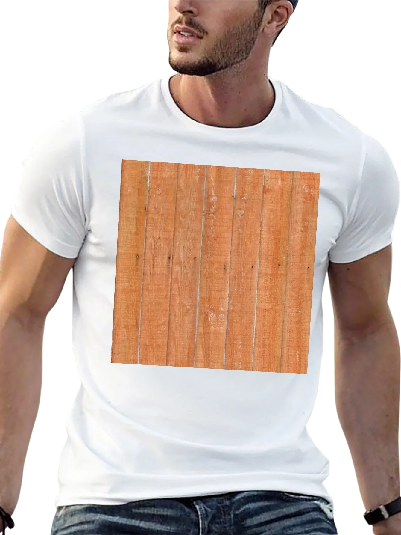 Camiseta Negra con Dise?o de Madera R¨²stica