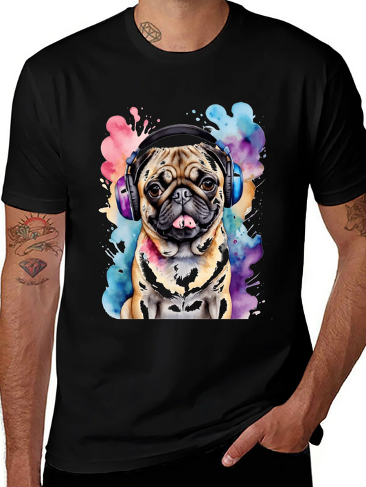 Rebbecca Pug DJ Graphic Tee - Funky Dog Lovers Shirt