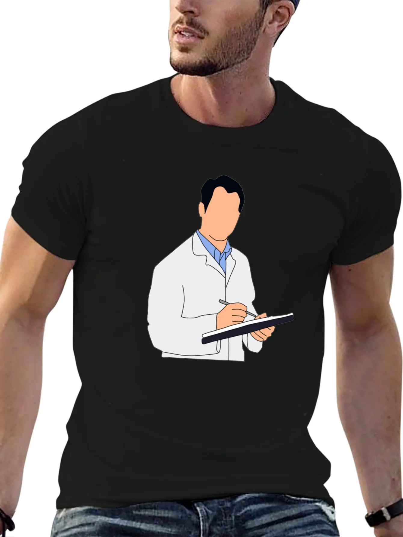 Camiseta Negra con Dise?o de M¨¦dico