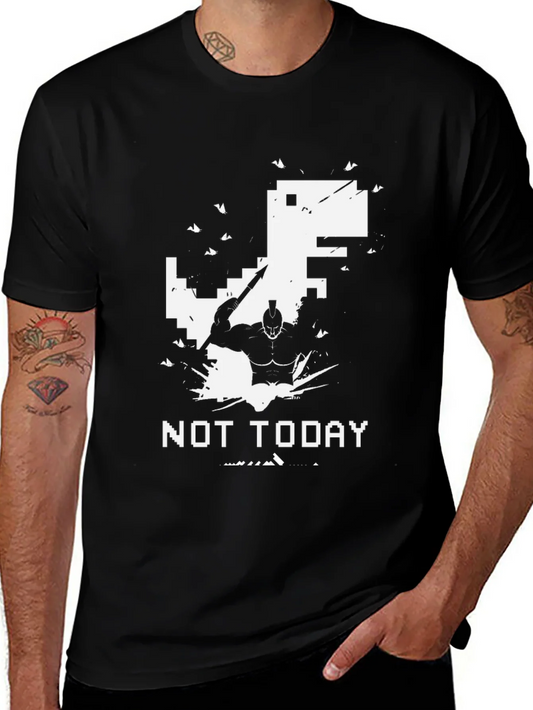Camiseta Negra Not Today Guerrero vs Dinosaurio