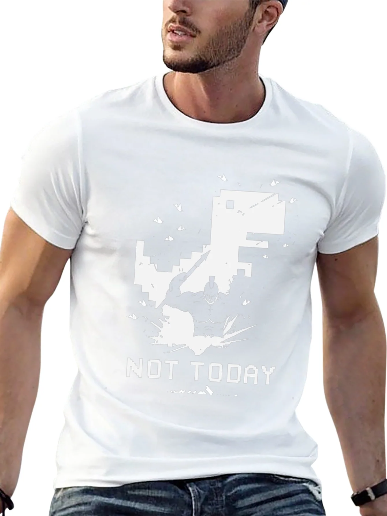 Camiseta Negra Not Today Guerrero vs Dinosaurio