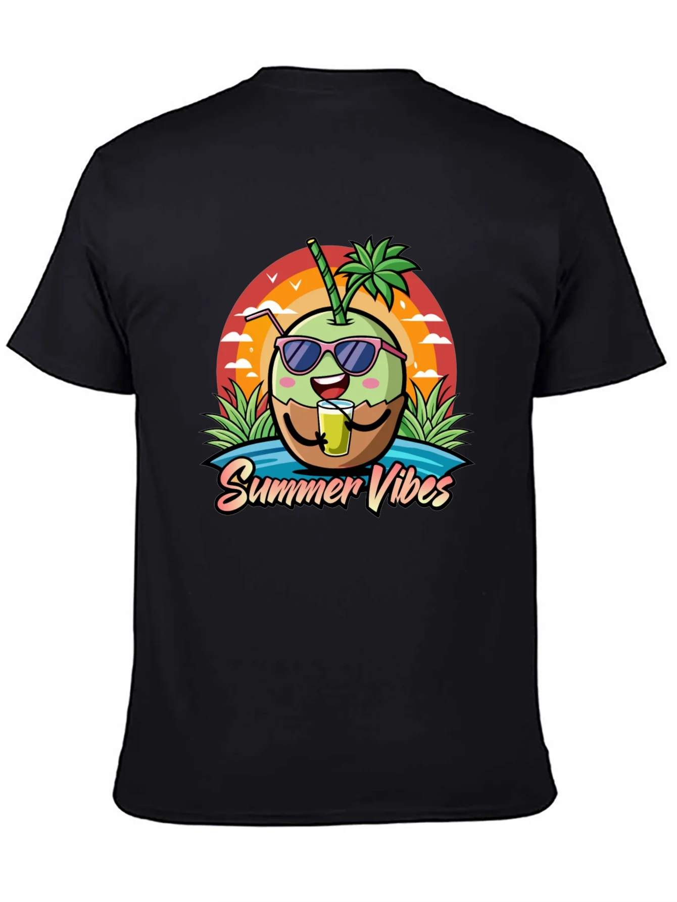 Camiseta Negra con Dise?o de Coco y Summer Vibes