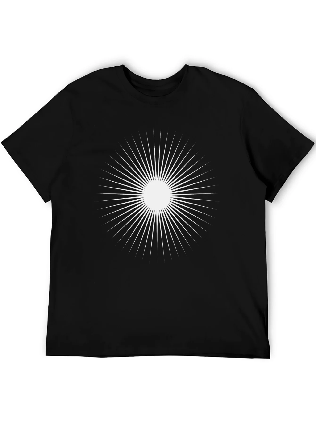 Camiseta Negra con Dise?o Solar Abstracto