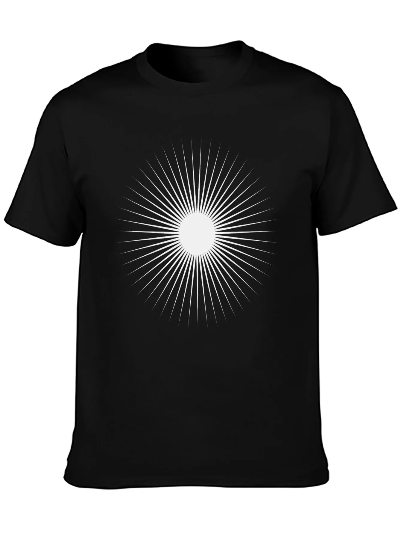 Camiseta Negra con Dise?o Solar Abstracto