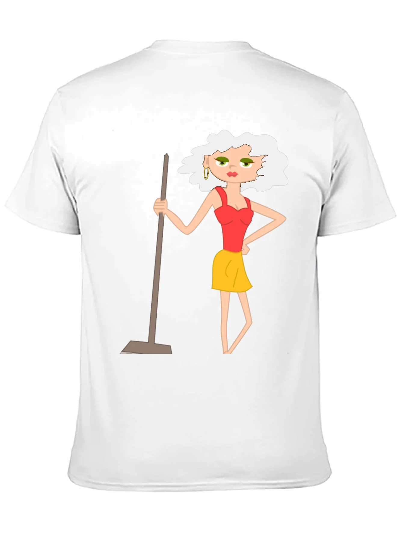 Camiseta Negra con Dise?o de Mujer de Limpieza