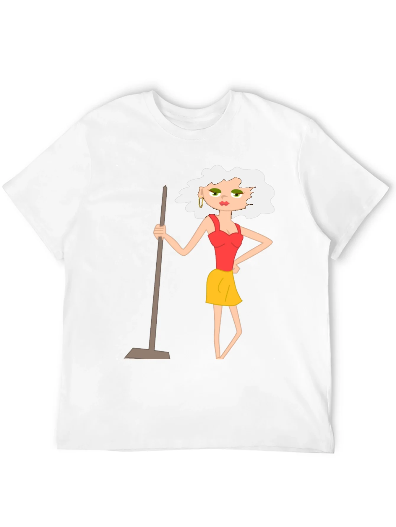 Camiseta Negra con Dise?o de Mujer de Limpieza