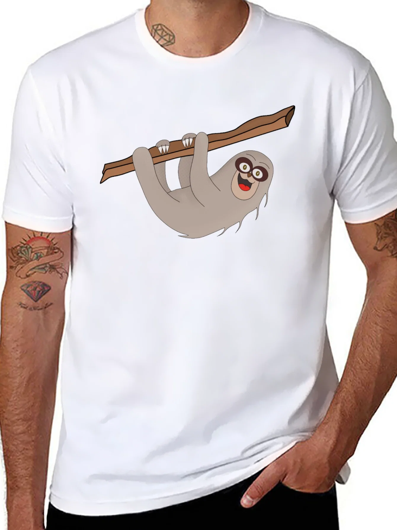 Rebbecca Sloth Graphic Tee - Mens Black Cotton T-Shirt
