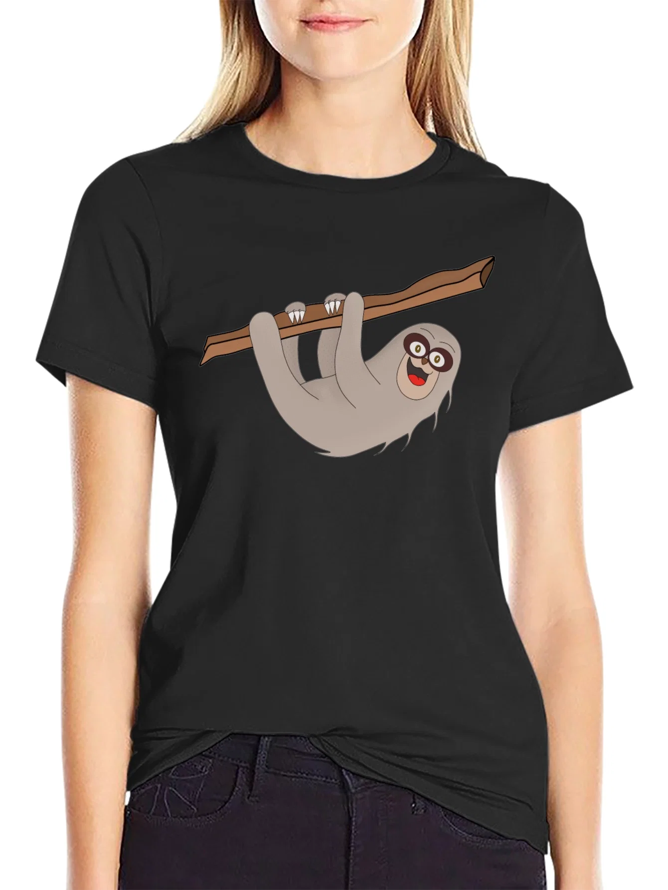Rebbecca Sloth Graphic Tee - Mens Black Cotton T-Shirt