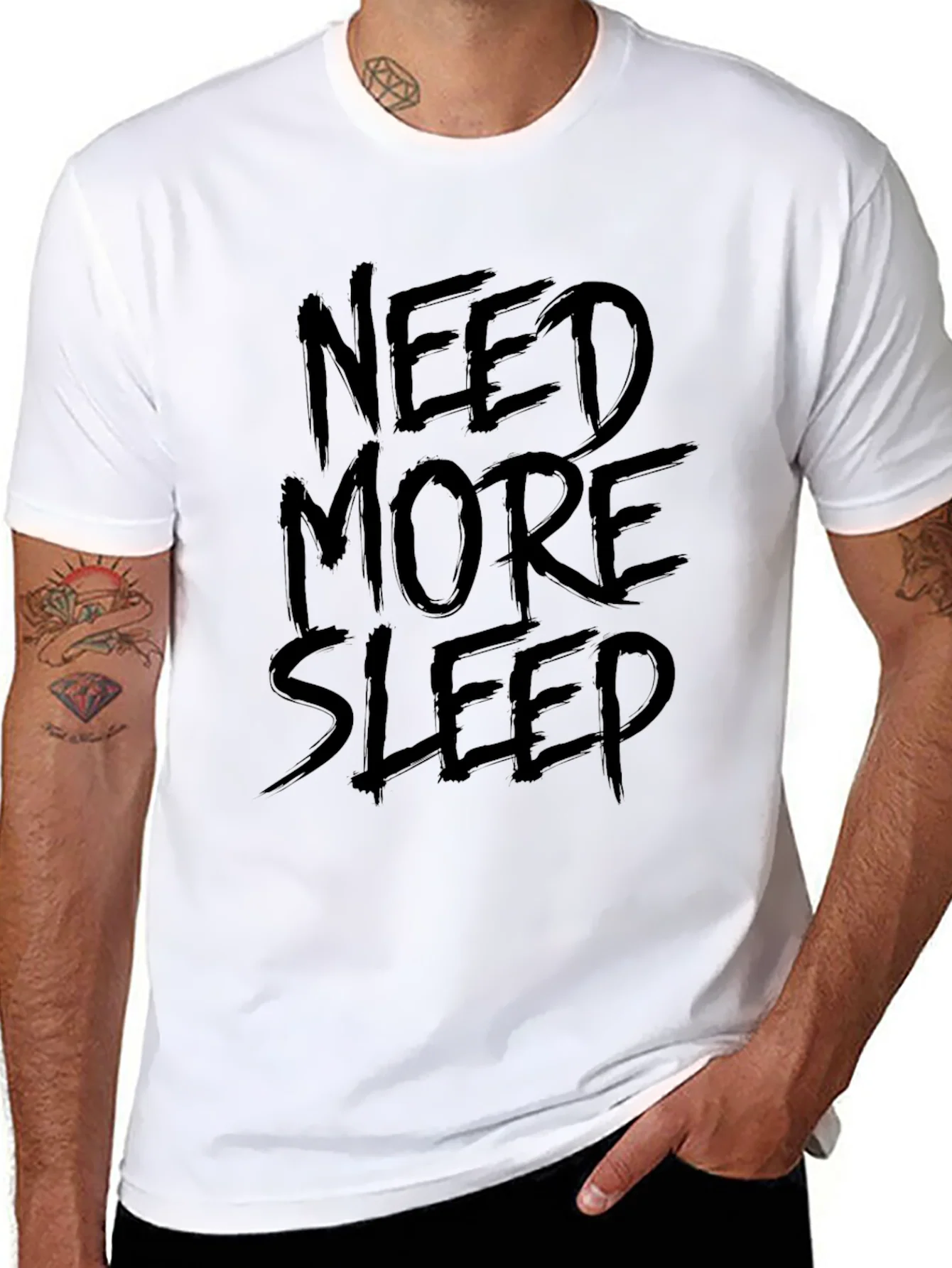 Rebbecca Need More Sleep Black Graphic T-Shirt