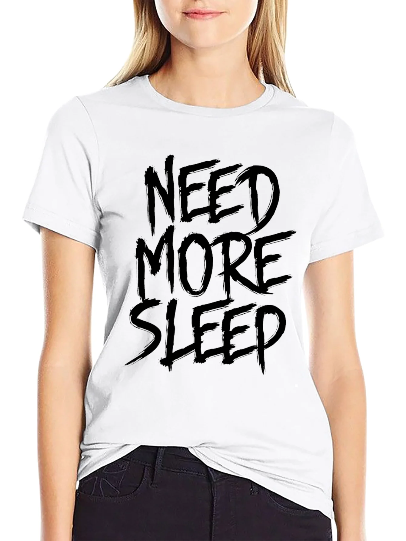 Rebbecca Need More Sleep Black Graphic T-Shirt