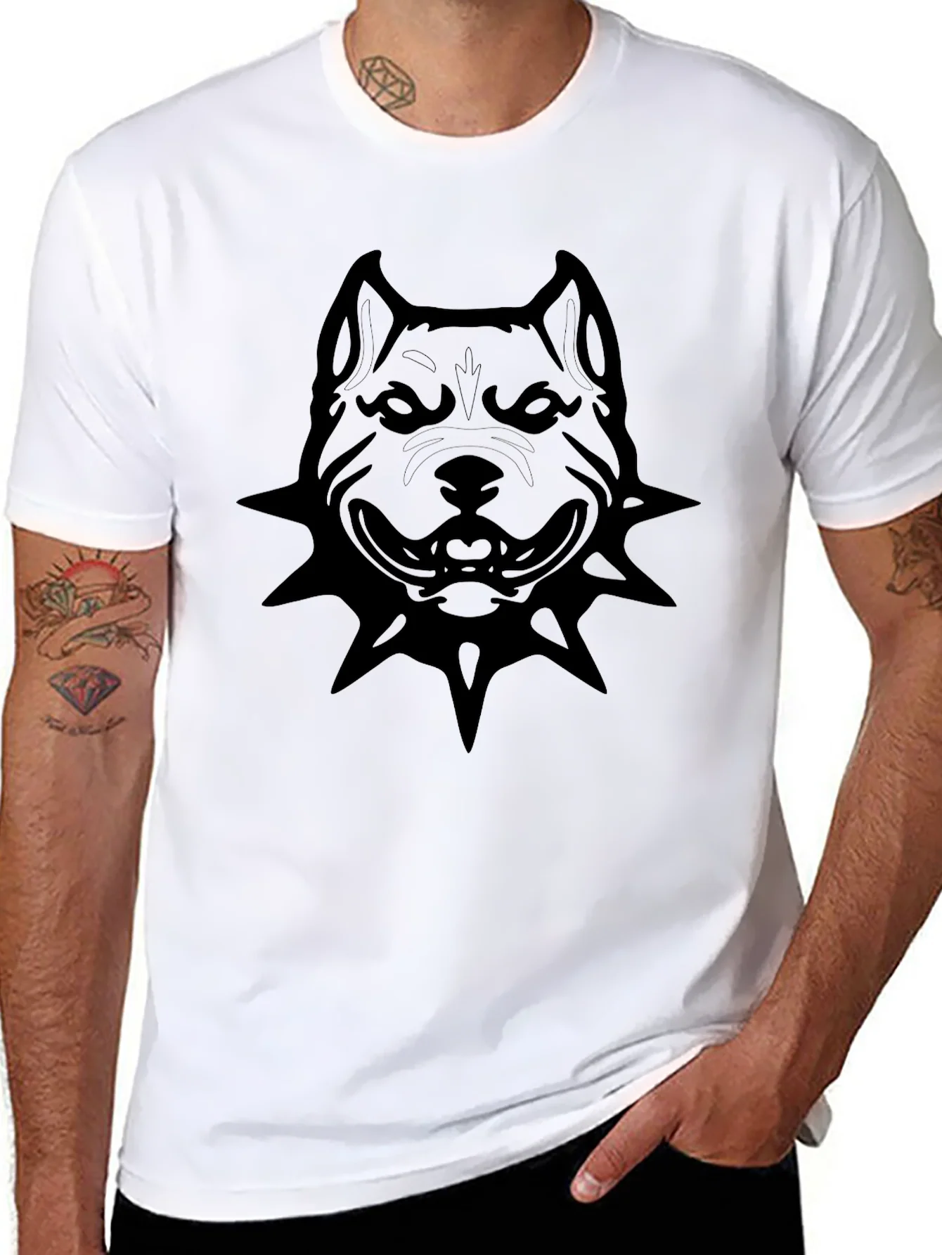 Rebbecca Mens Black Pitbull Graphic T-Shirt