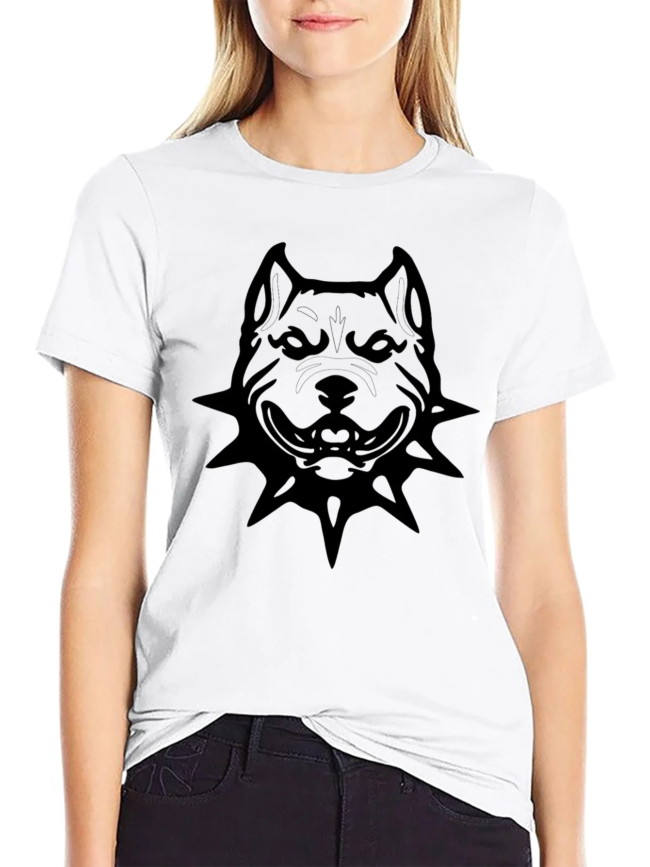 Rebbecca Mens Black Pitbull Graphic T-Shirt
