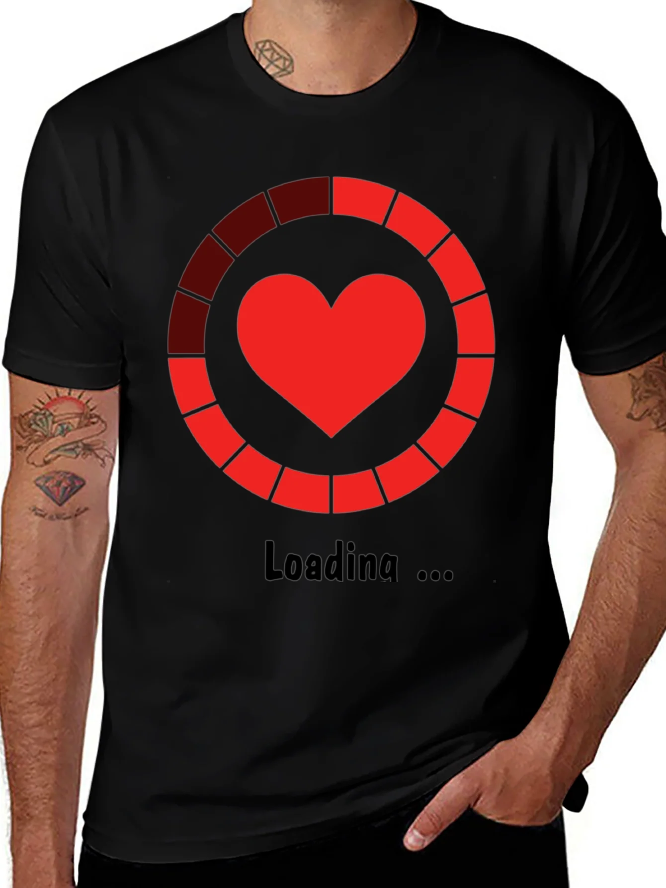 Rebbecca Heart Loading Black T-Shirt - Geeky Graphic Tee