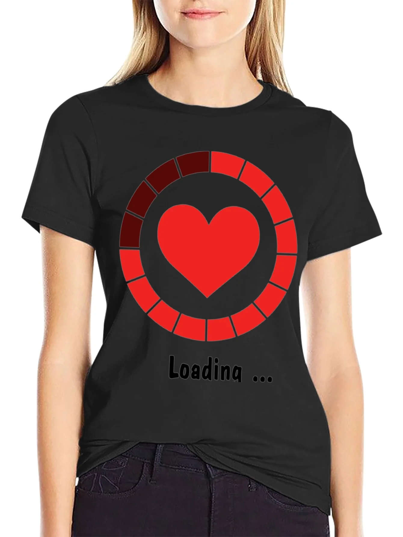 Rebbecca Heart Loading Black T-Shirt - Geeky Graphic Tee