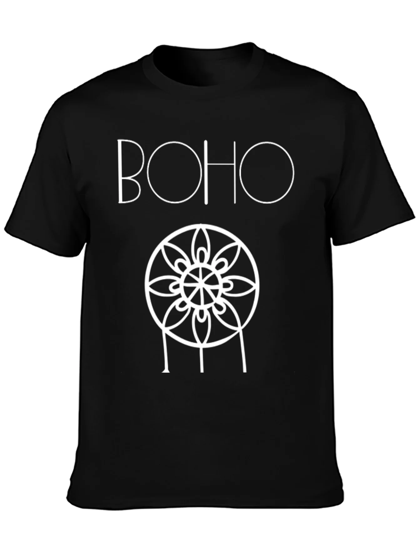 Camiseta Negra Boho Estilo Mandala