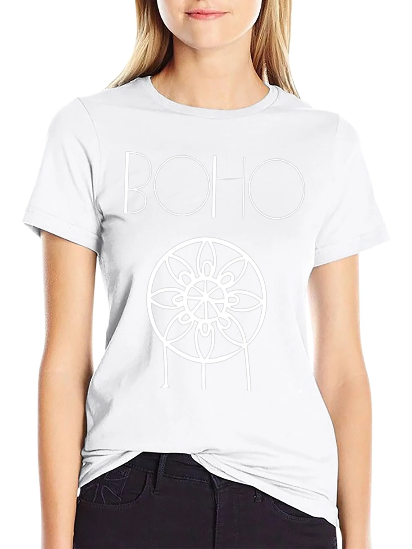 Camiseta Negra Boho Estilo Mandala