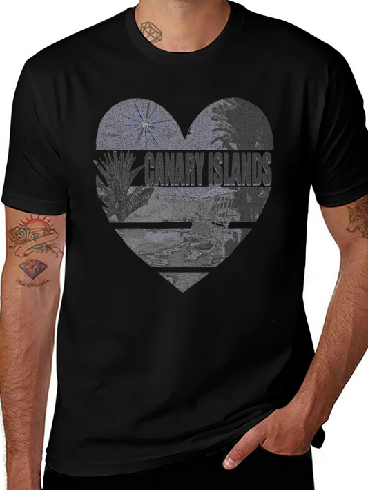 Camiseta Negra Islas Canarias Dise?o Coraz¨®n