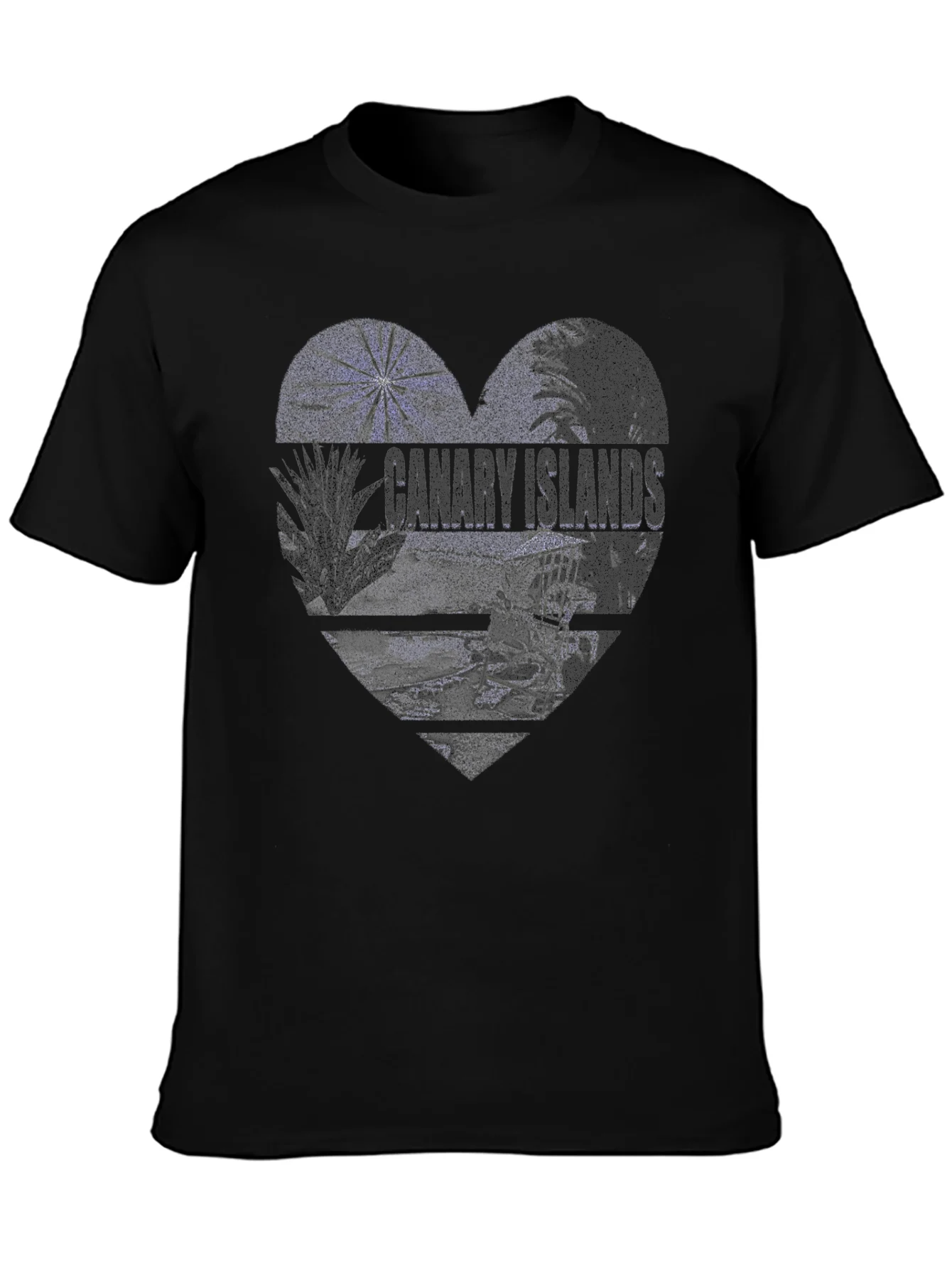 Camiseta Negra Islas Canarias Dise?o Coraz¨®n