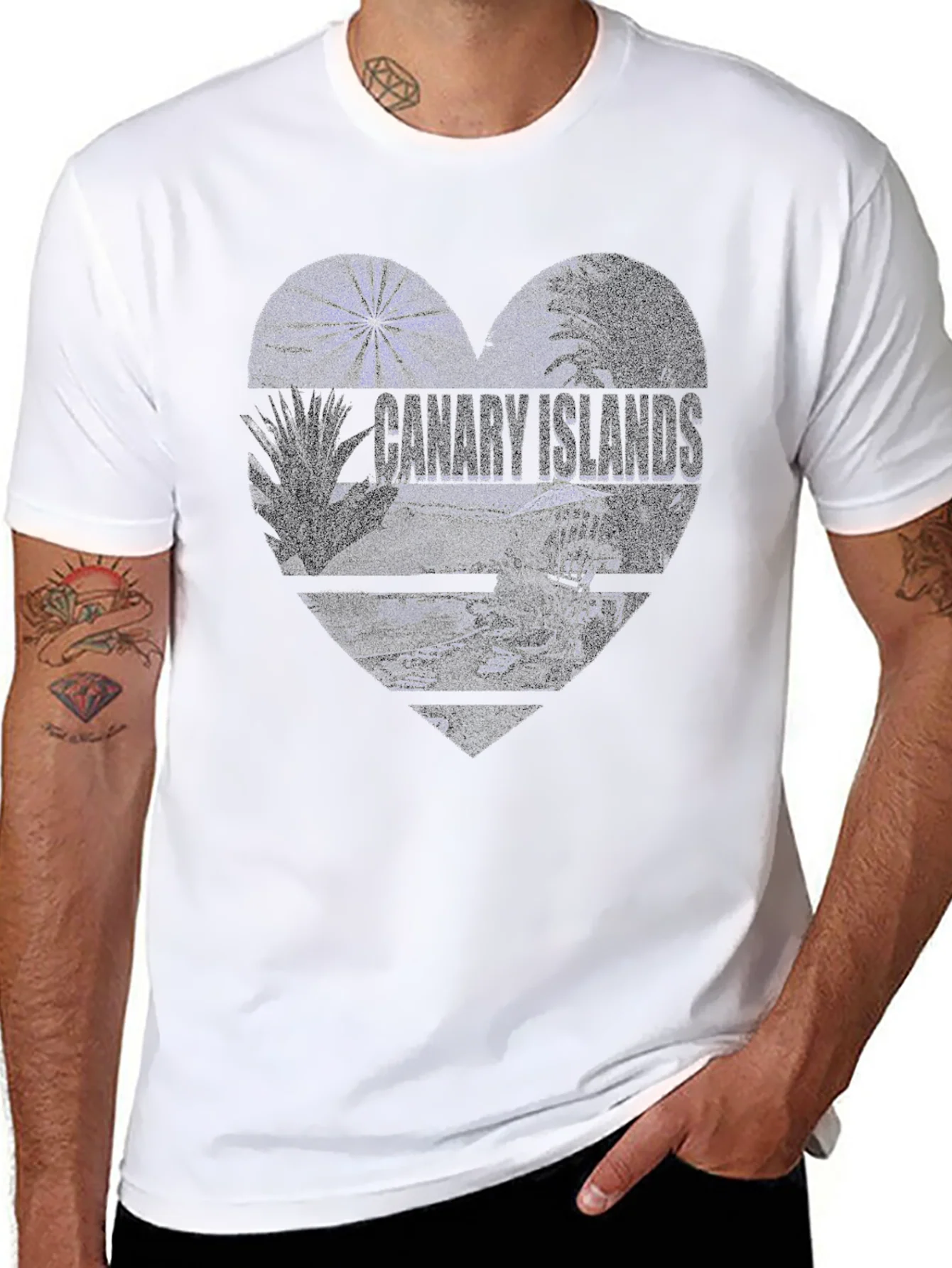 Camiseta Negra Islas Canarias Dise?o Coraz¨®n
