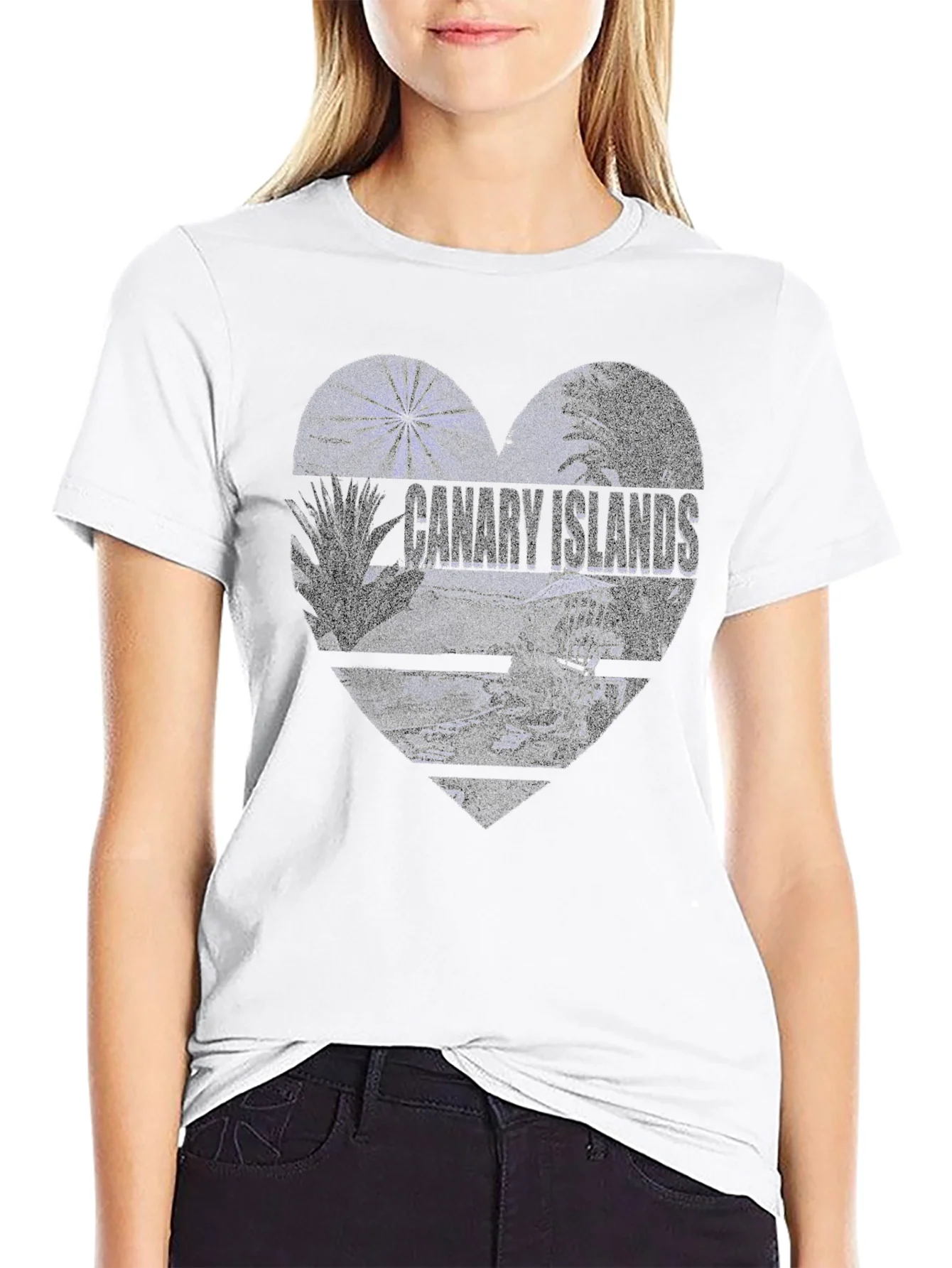 Camiseta Negra Islas Canarias Dise?o Coraz¨®n