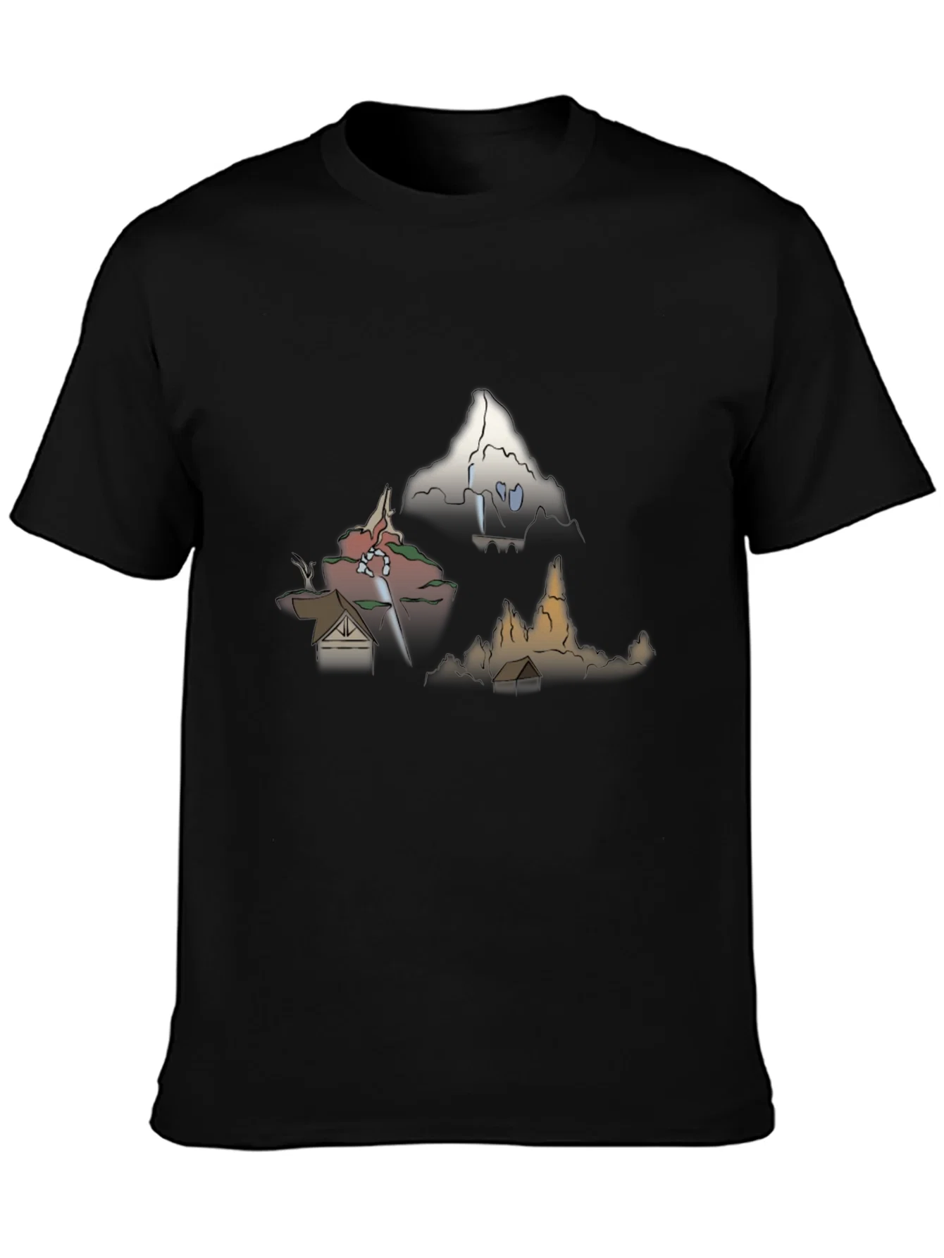 Rebbecca Mens Graphic Tee - Cartoon Landscape Print