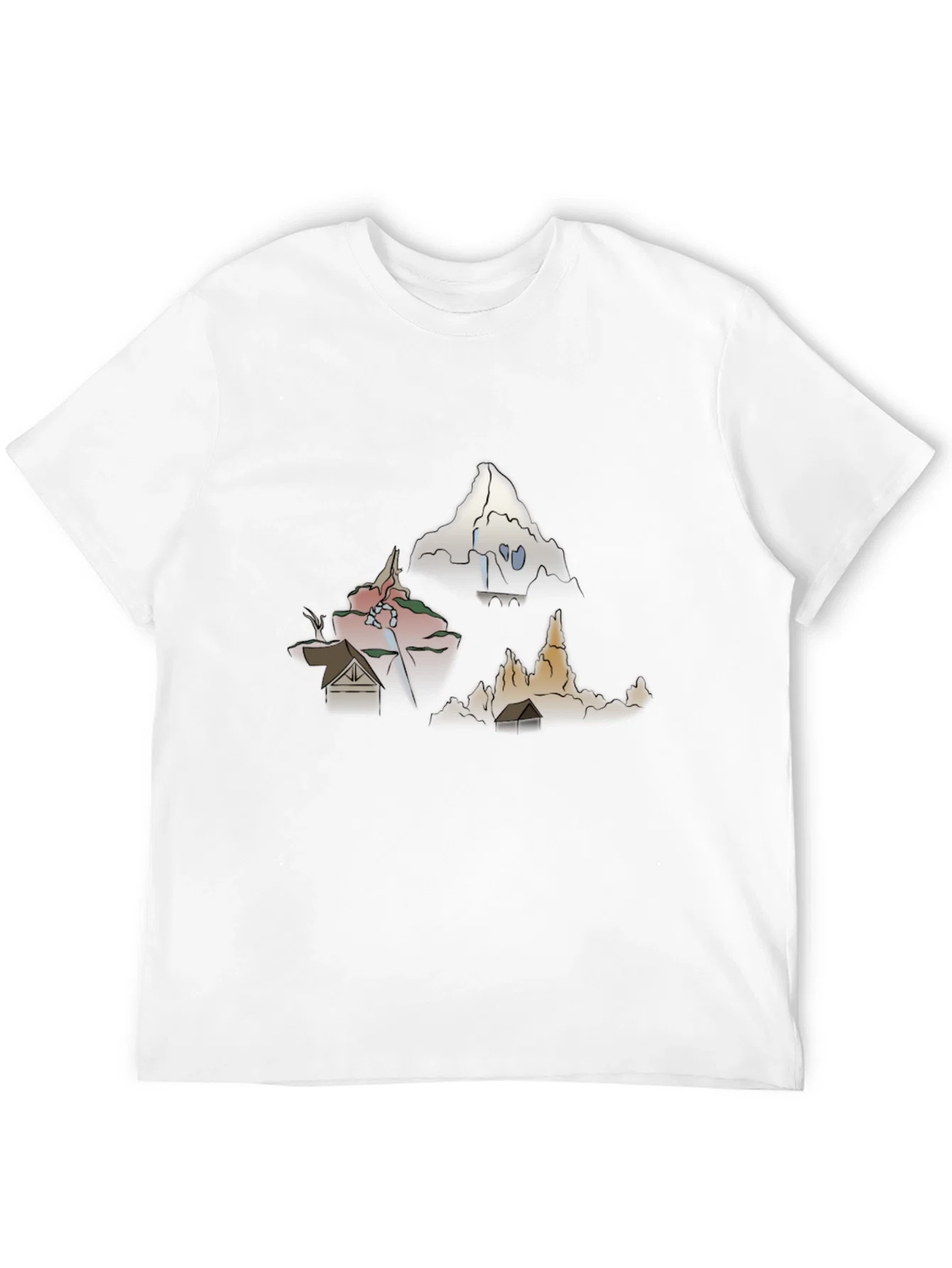 Rebbecca Mens Graphic Tee - Cartoon Landscape Print
