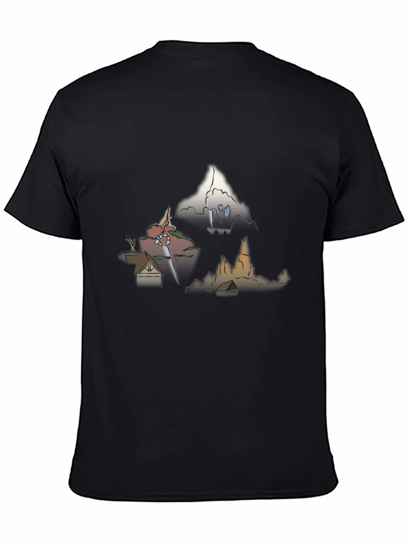 Rebbecca Mens Graphic Tee - Cartoon Landscape Print