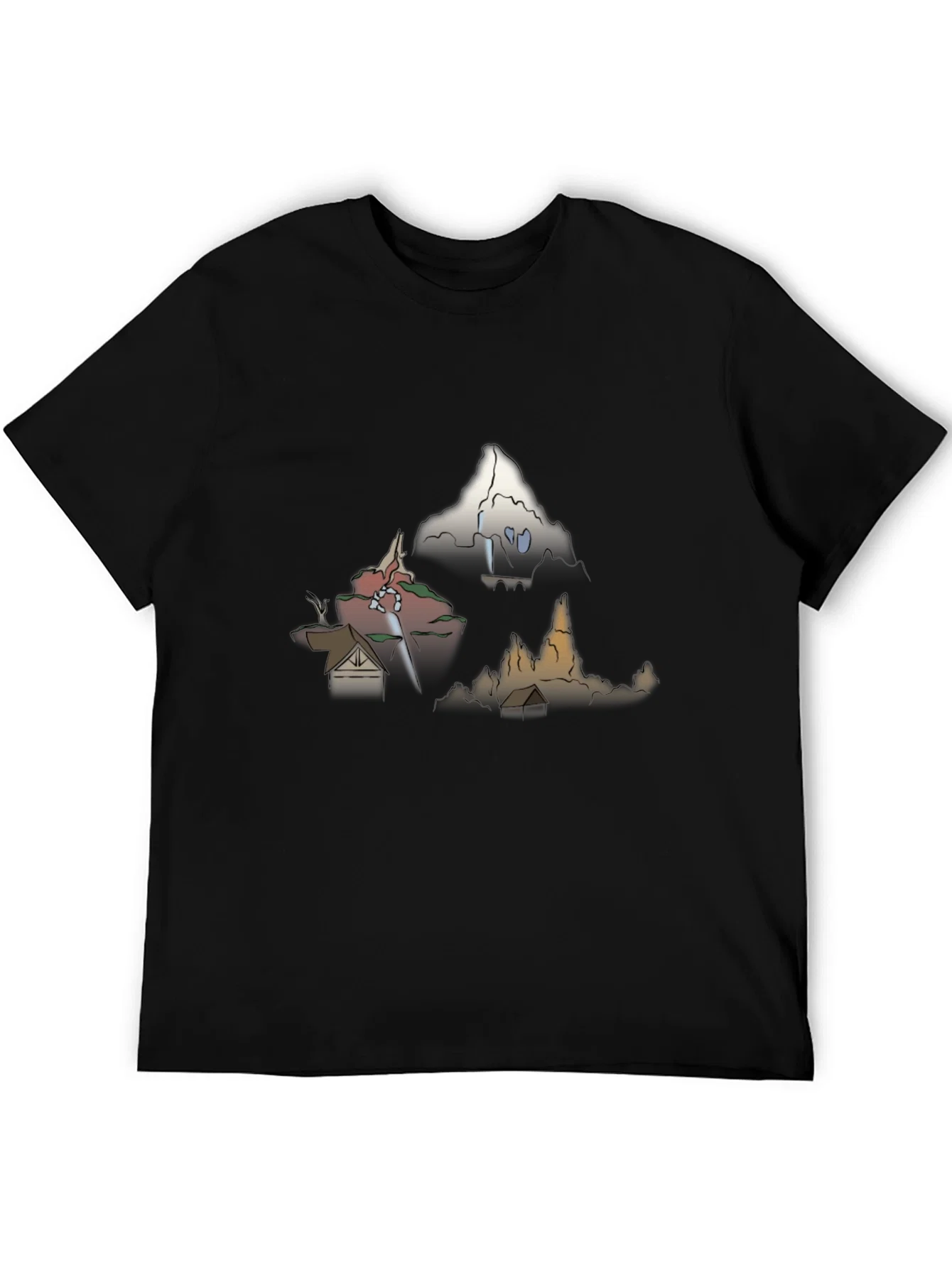 Rebbecca Mens Graphic Tee - Cartoon Landscape Print