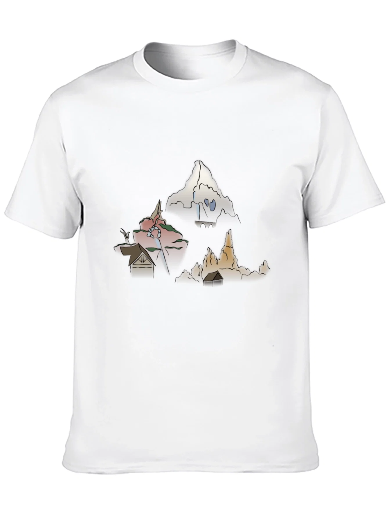 Rebbecca Mens Graphic Tee - Cartoon Landscape Print