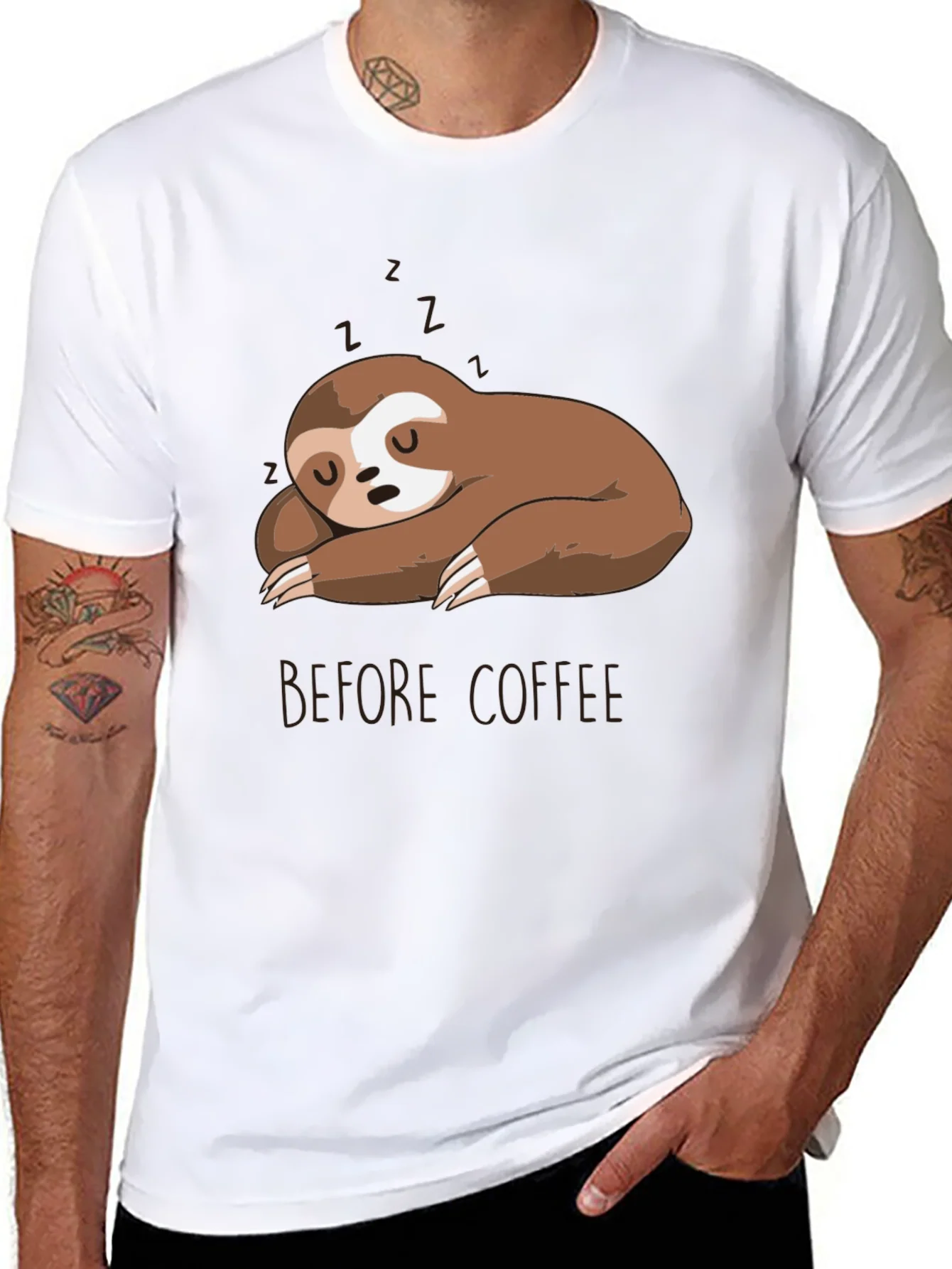 Camiseta Hombre Perezoso Dormil¨®n - Antes del Caf¨¦