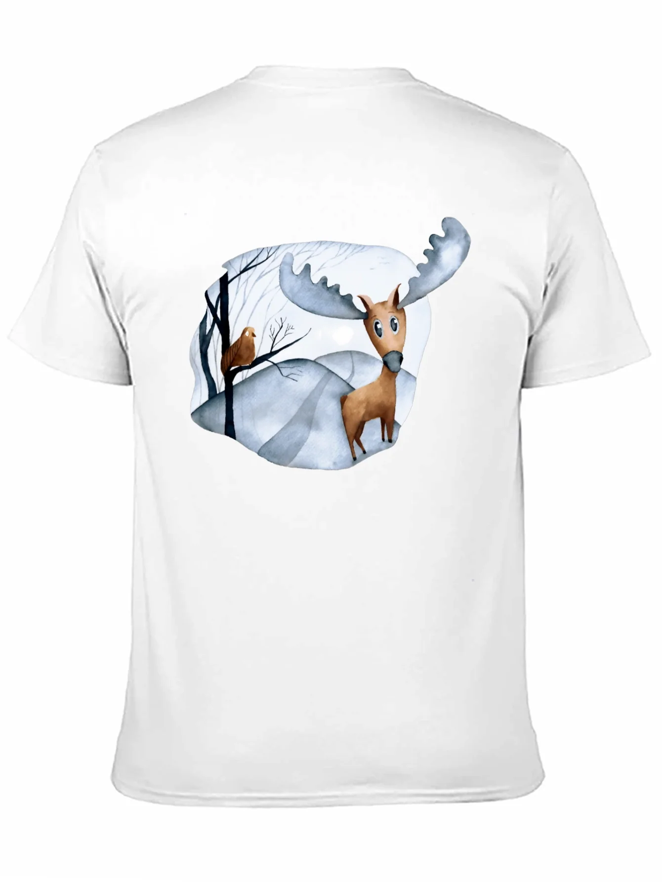 Camiseta Negra con Estampado de Alce Divertido