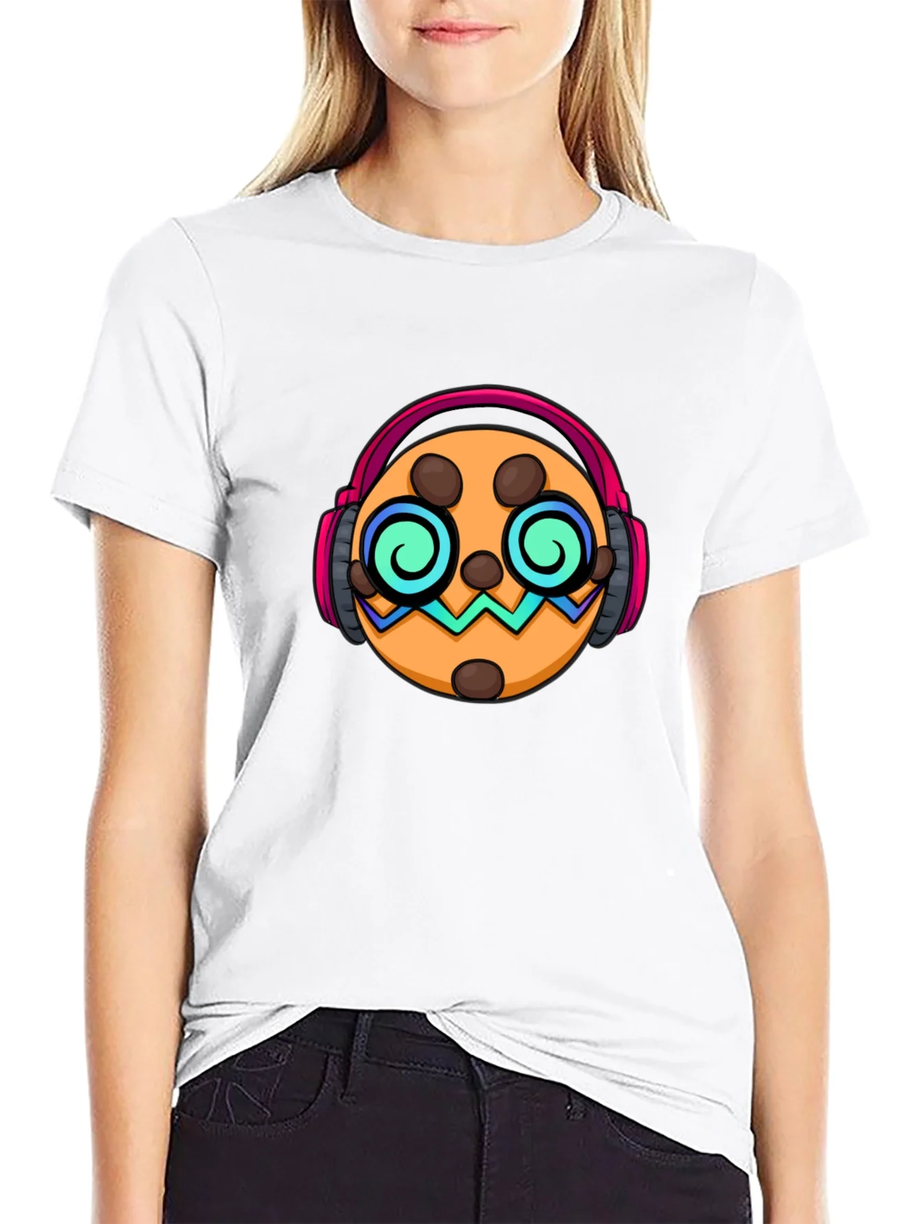 Rebbecca Funky Cookie Graphic Tee - Cool Headphones Design