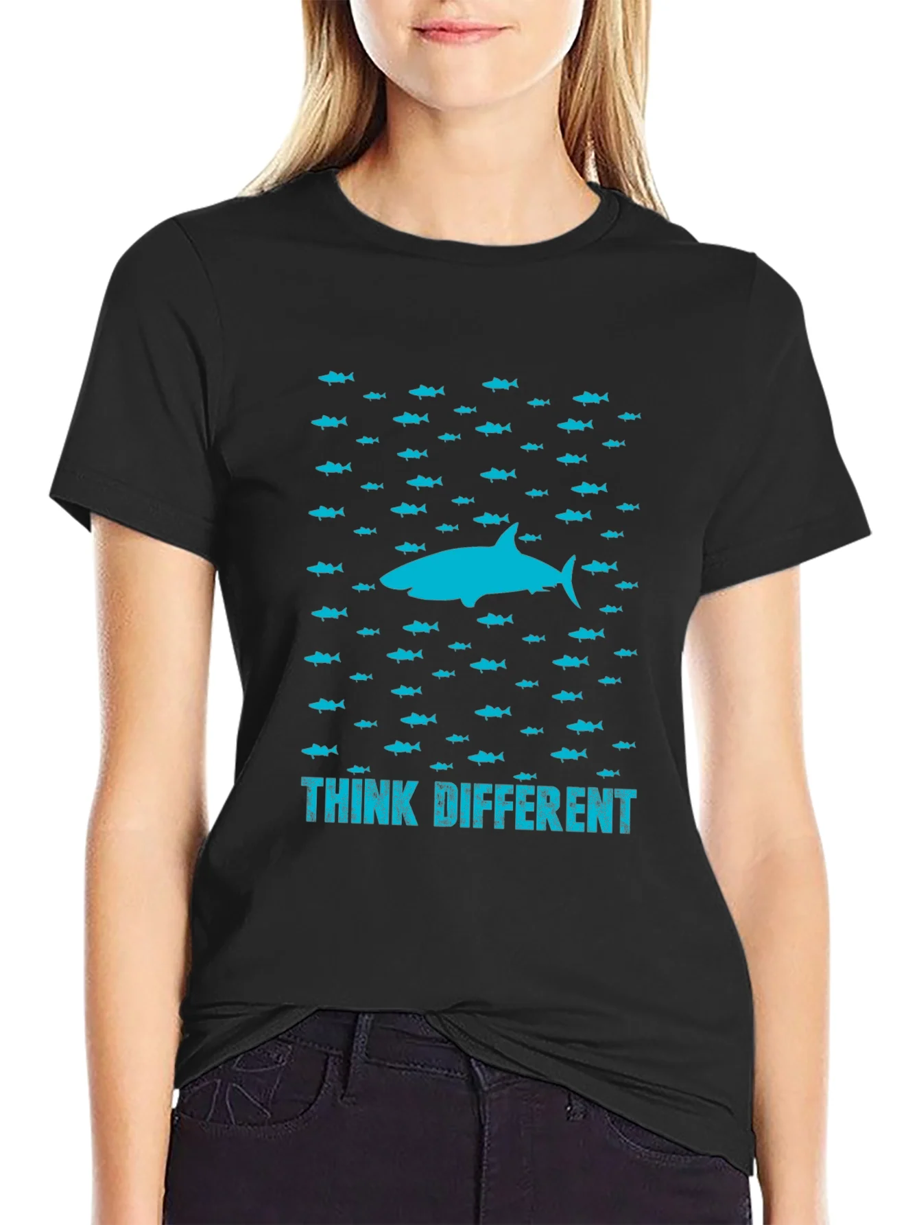Rebbecca Think Different Shark Graphic T-Shirt