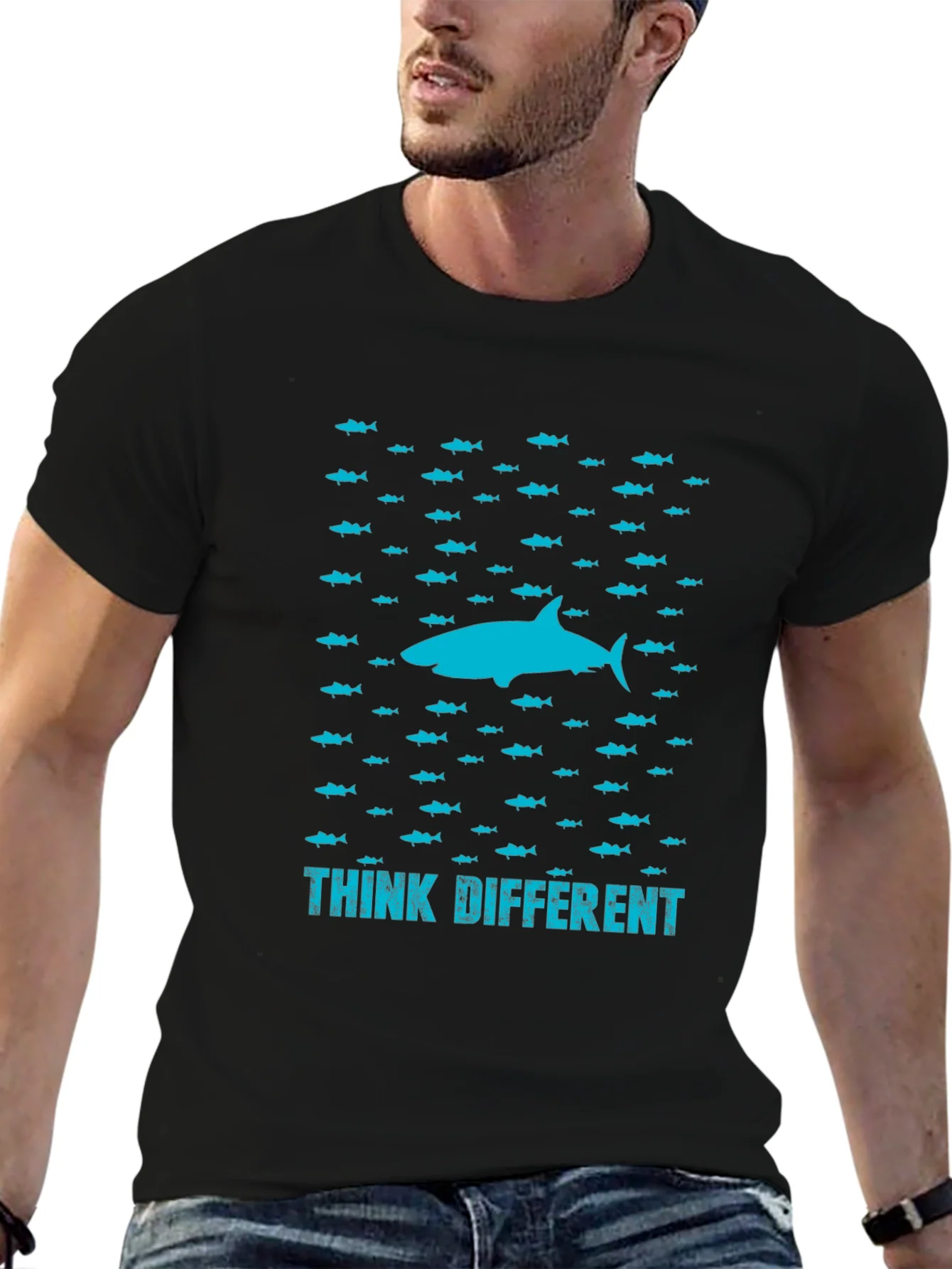 Rebbecca Think Different Shark Graphic T-Shirt