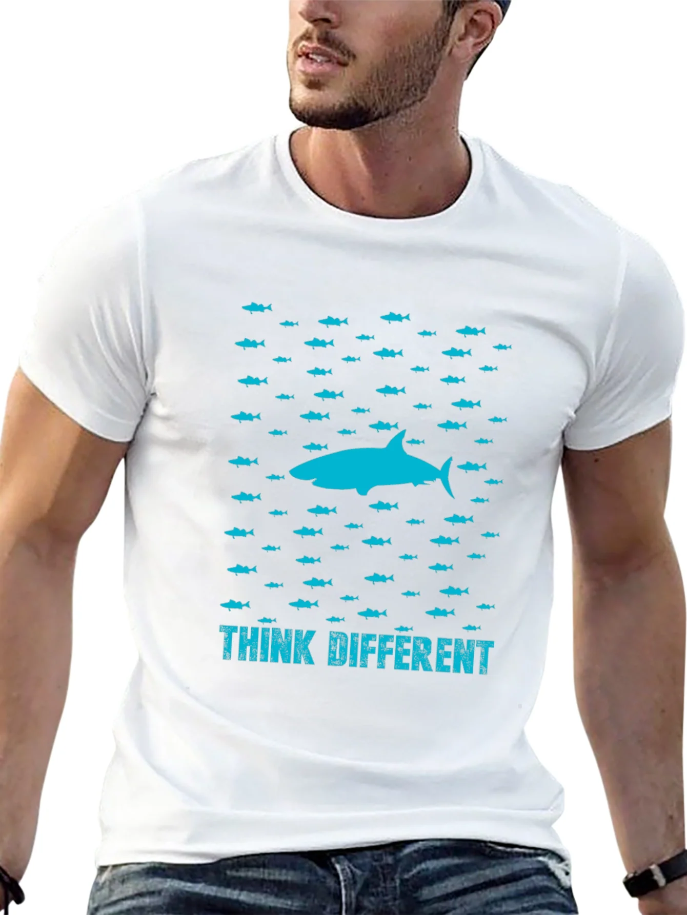 Rebbecca Think Different Shark Graphic T-Shirt