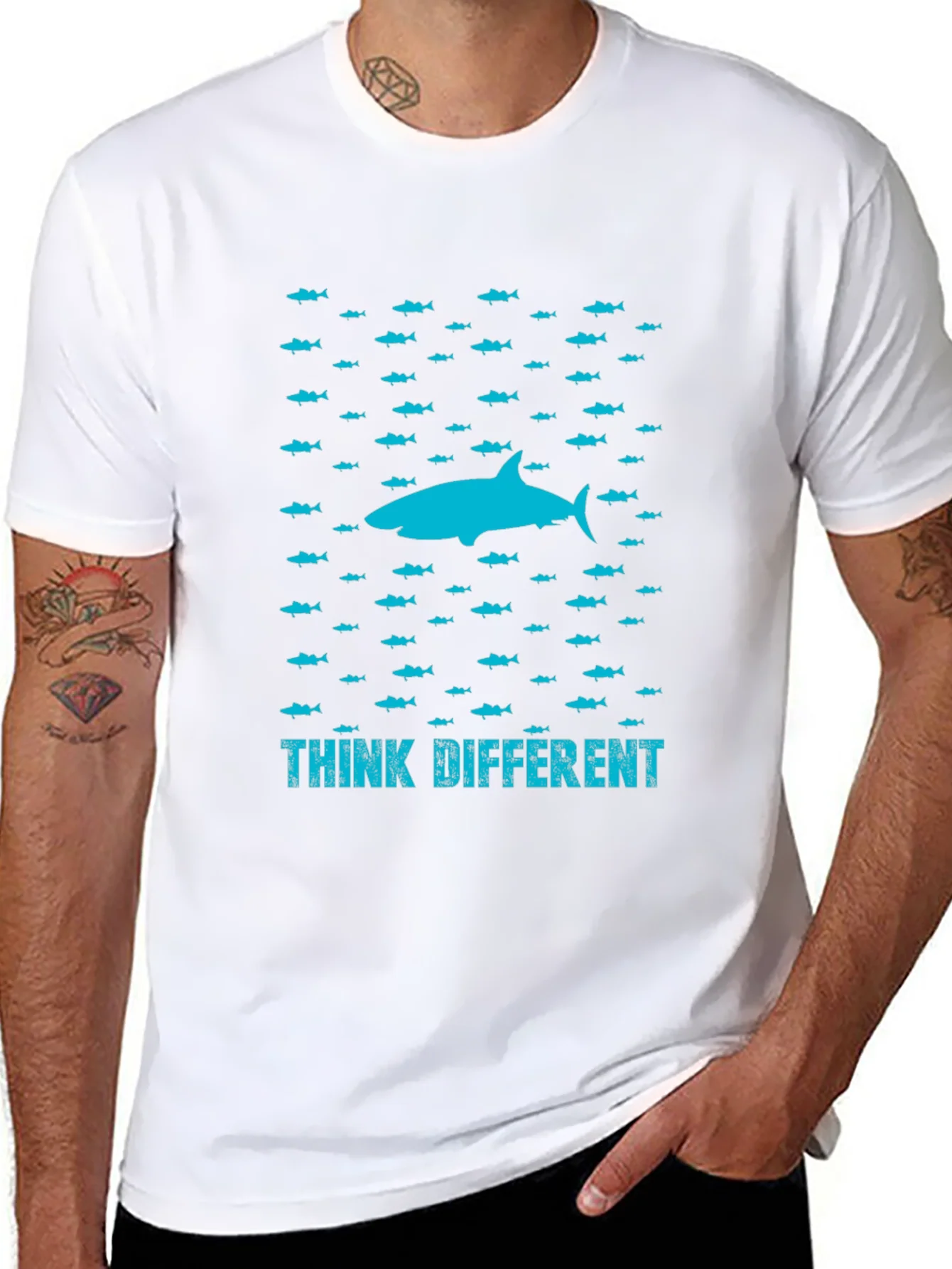 Rebbecca Think Different Shark Graphic T-Shirt