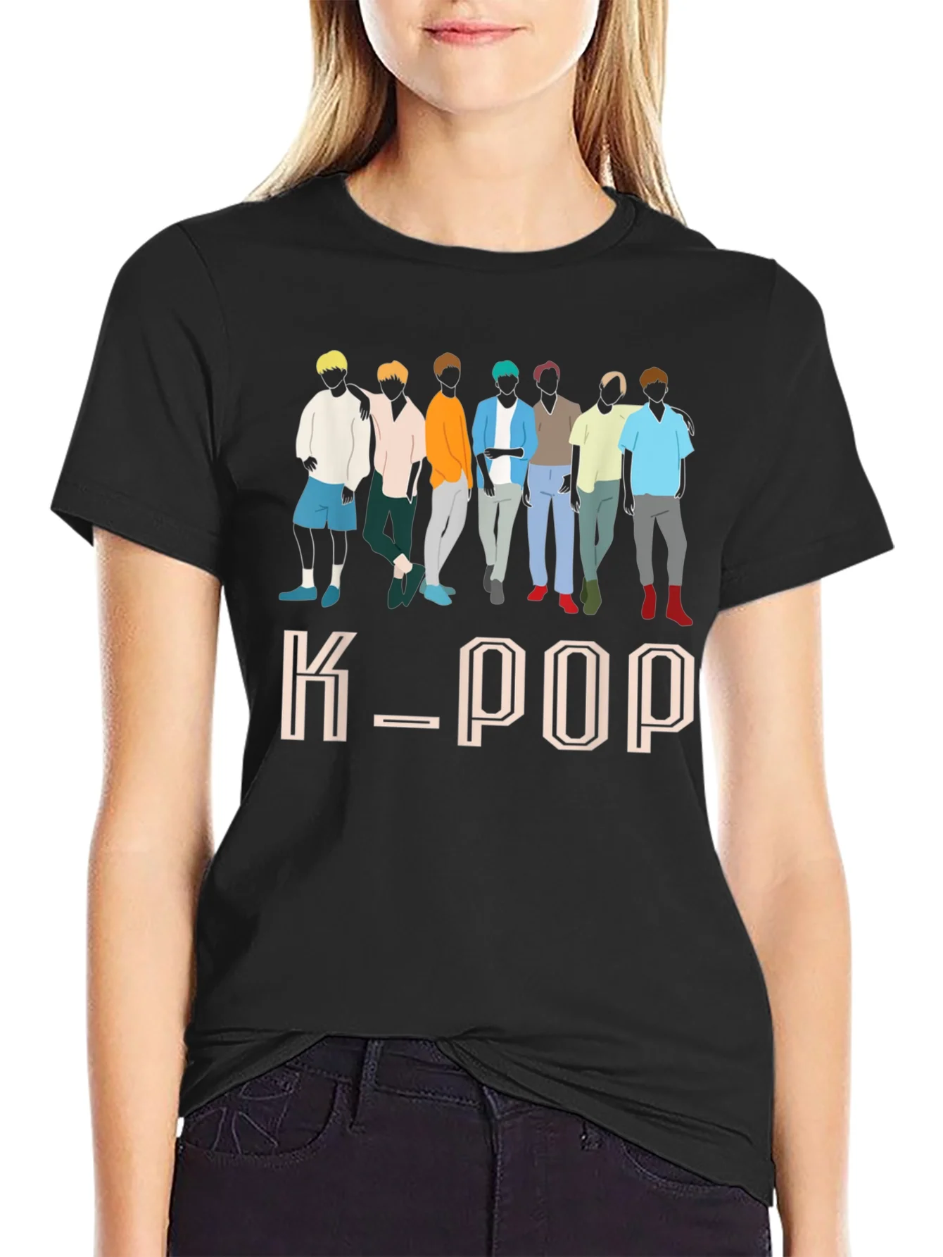 Camiseta K-POP Estampada para Hombre