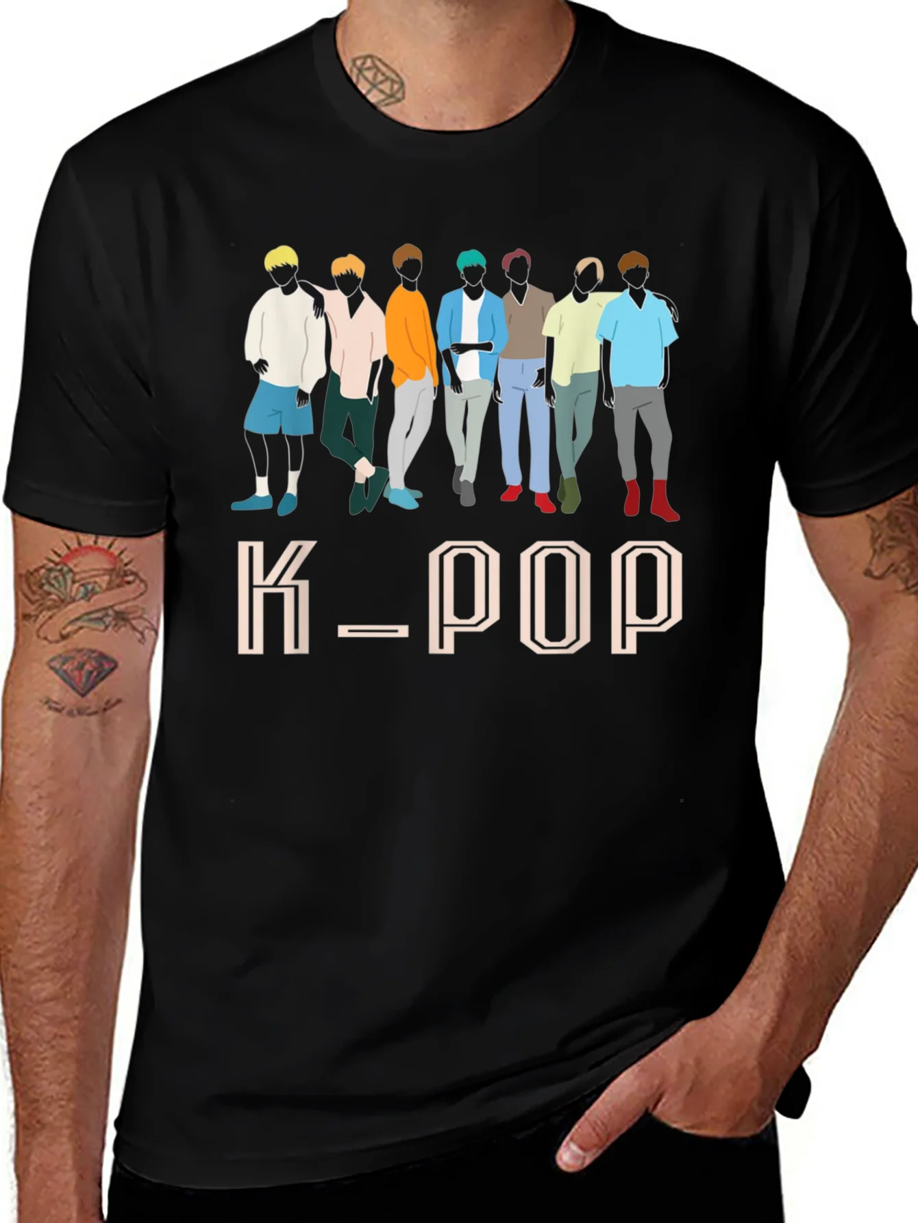 Camiseta K-POP Estampada para Hombre