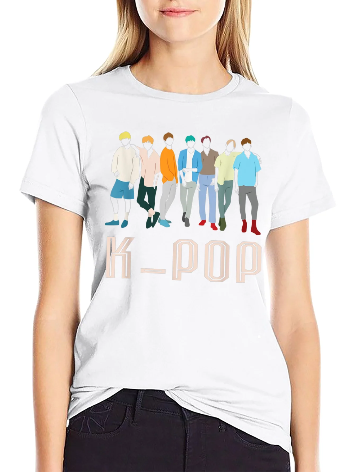 Camiseta K-POP Estampada para Hombre