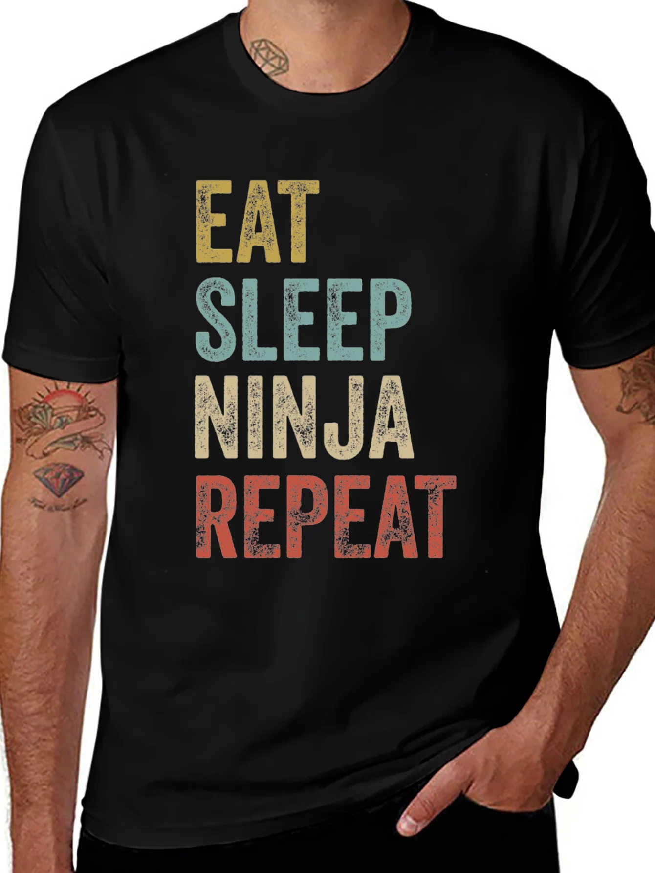 Camiseta Ninja: Come Duerme Lucha Repite