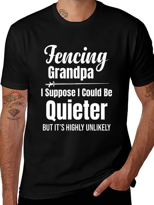 Camiseta Negra Fencing Grandpa Divertida