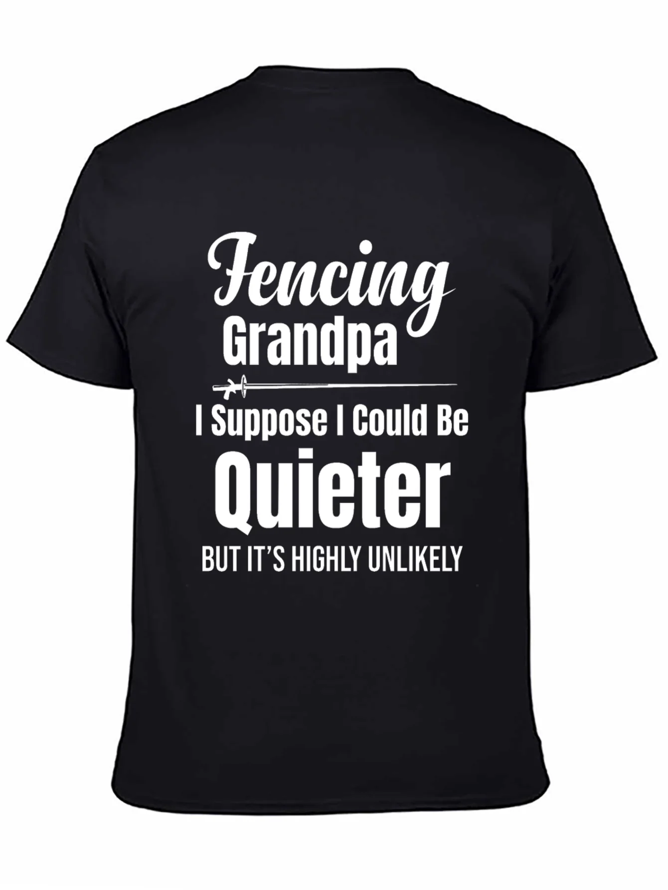 Camiseta Negra Fencing Grandpa Divertida