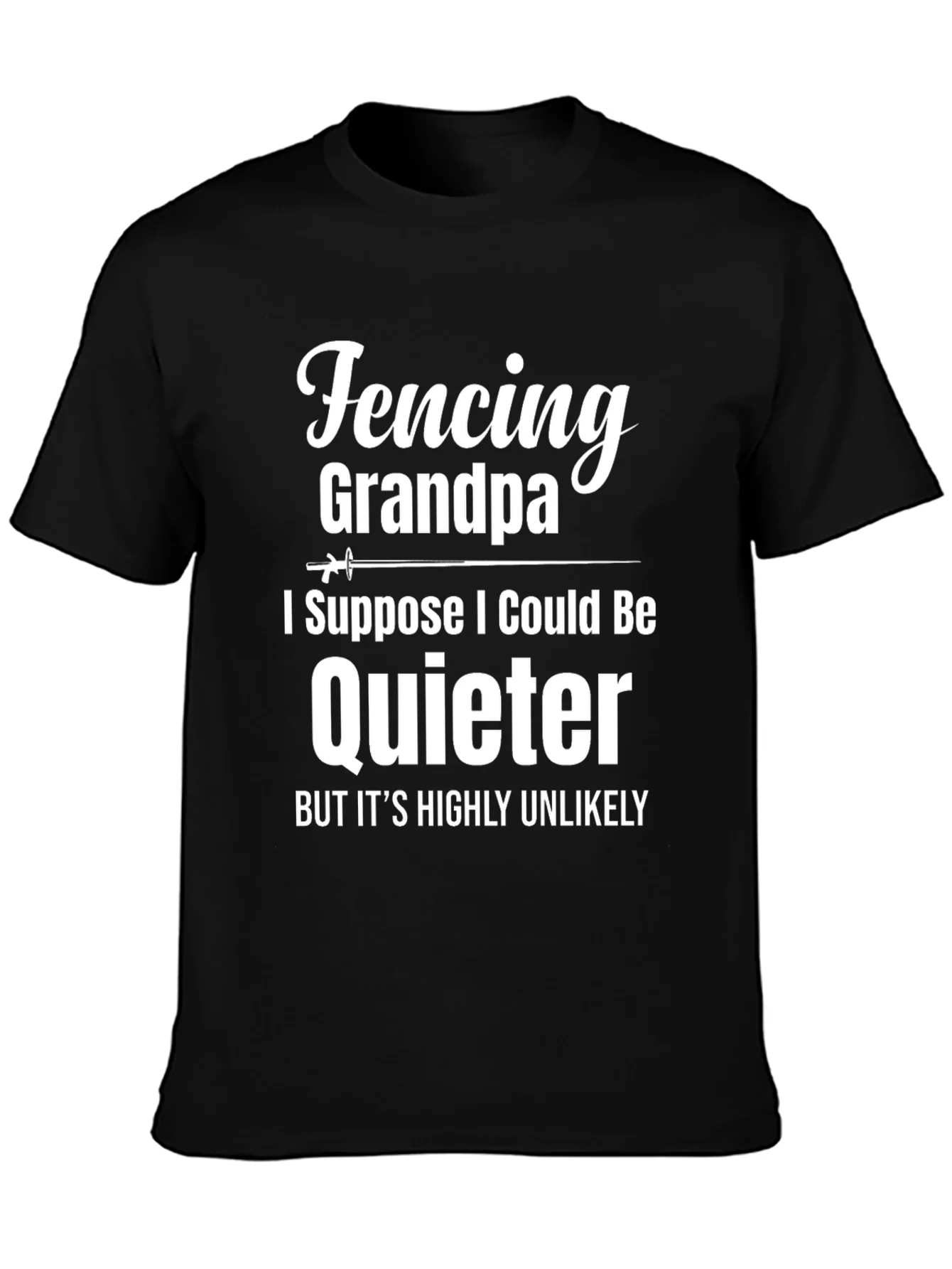 Camiseta Negra Fencing Grandpa Divertida