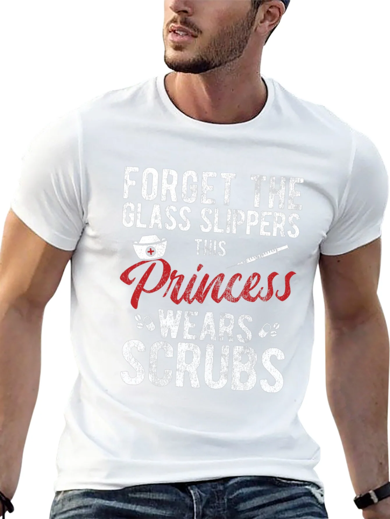 Rebbecca Forget Glass Slippers Princess Wears Scrubs T-Shirt