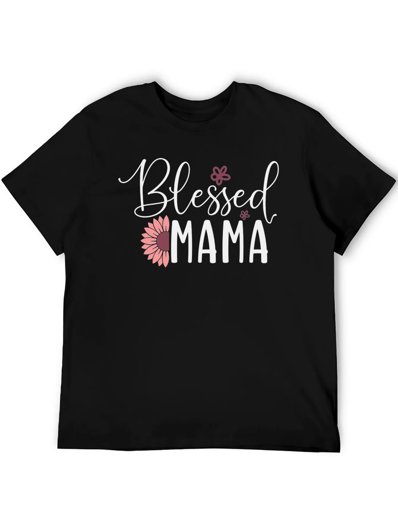 Camiseta Negra Blessed Mama con Dise?o Floral