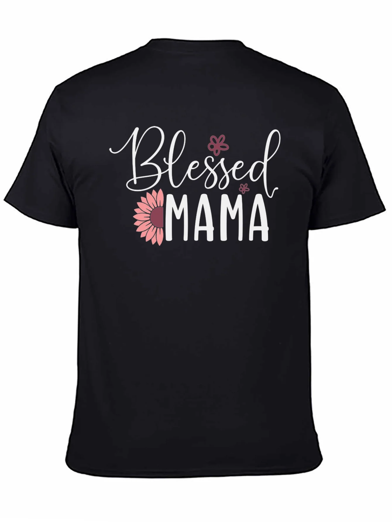 Camiseta Negra Blessed Mama con Dise?o Floral