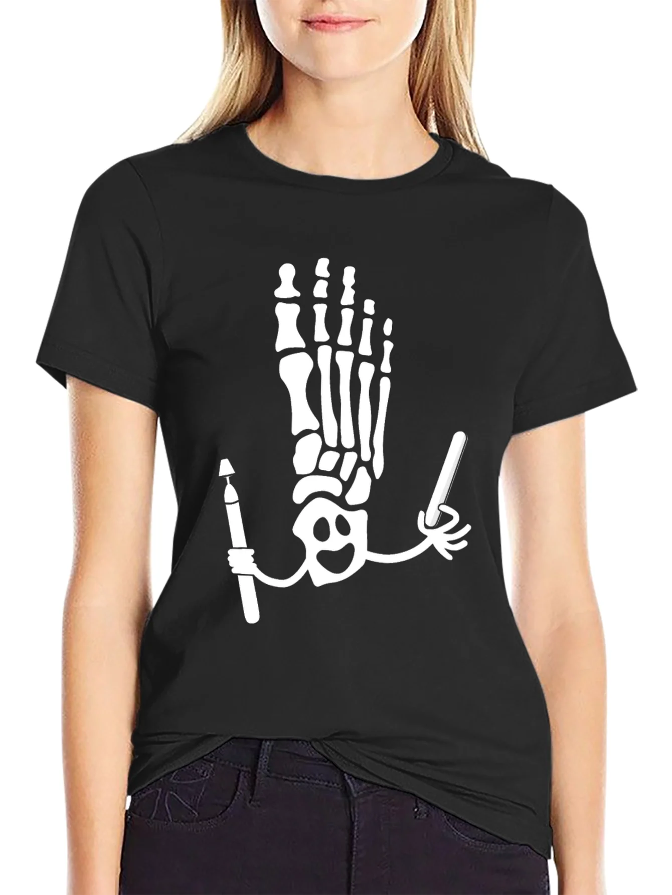 Rebbecca Quirky Skeleton Foot Artist T-Shirt