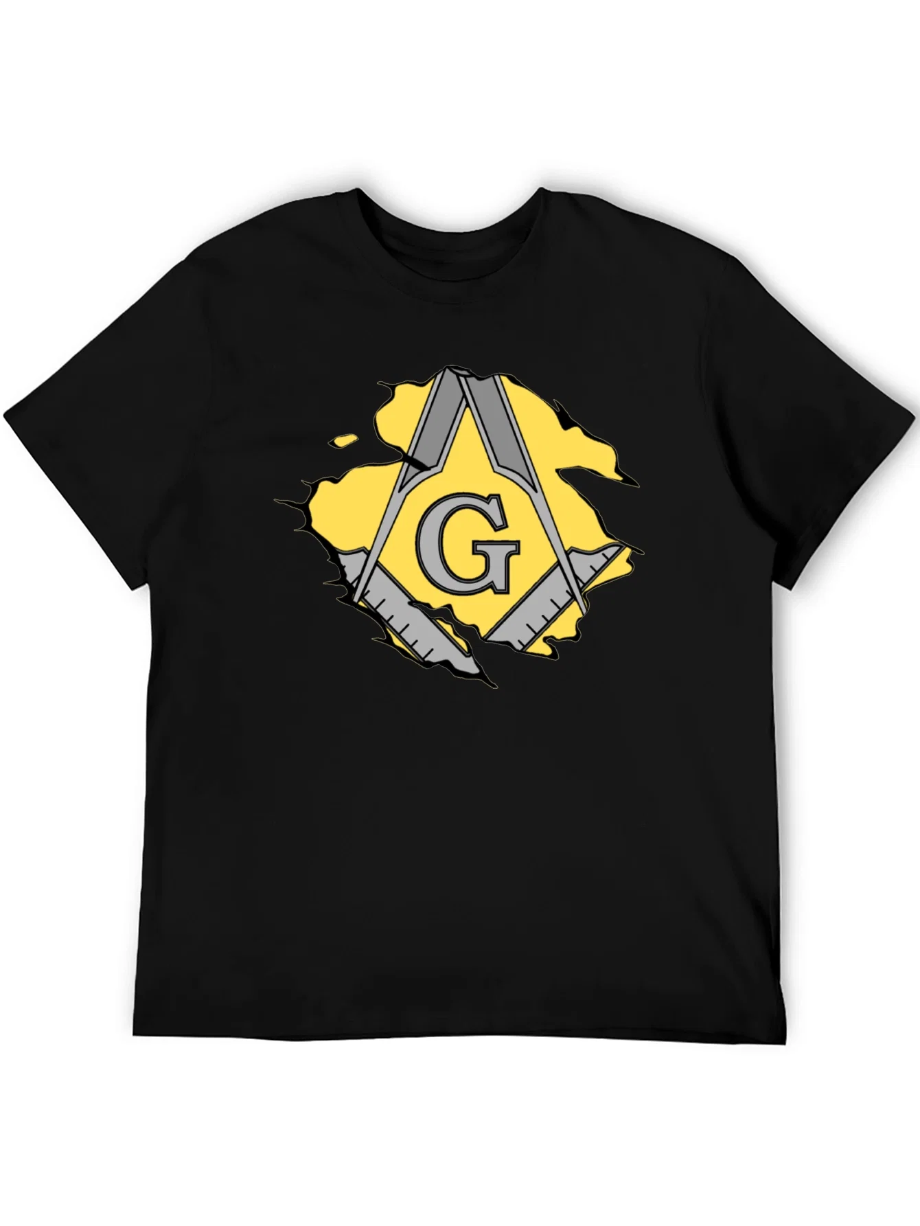 Rebbecca Masonic Square & Compasses Mens Black T-Shirt