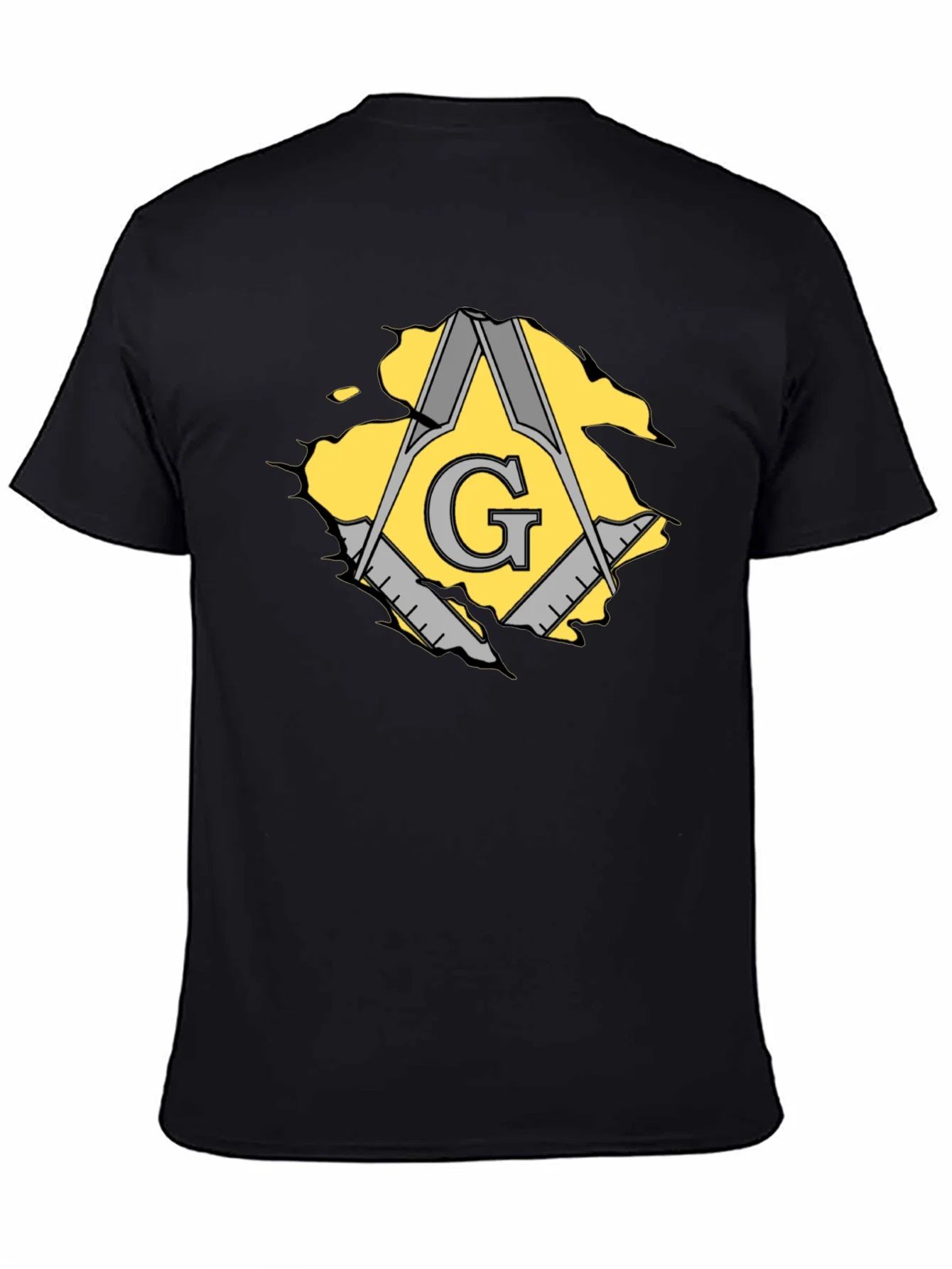 Rebbecca Masonic Square & Compasses Mens Black T-Shirt