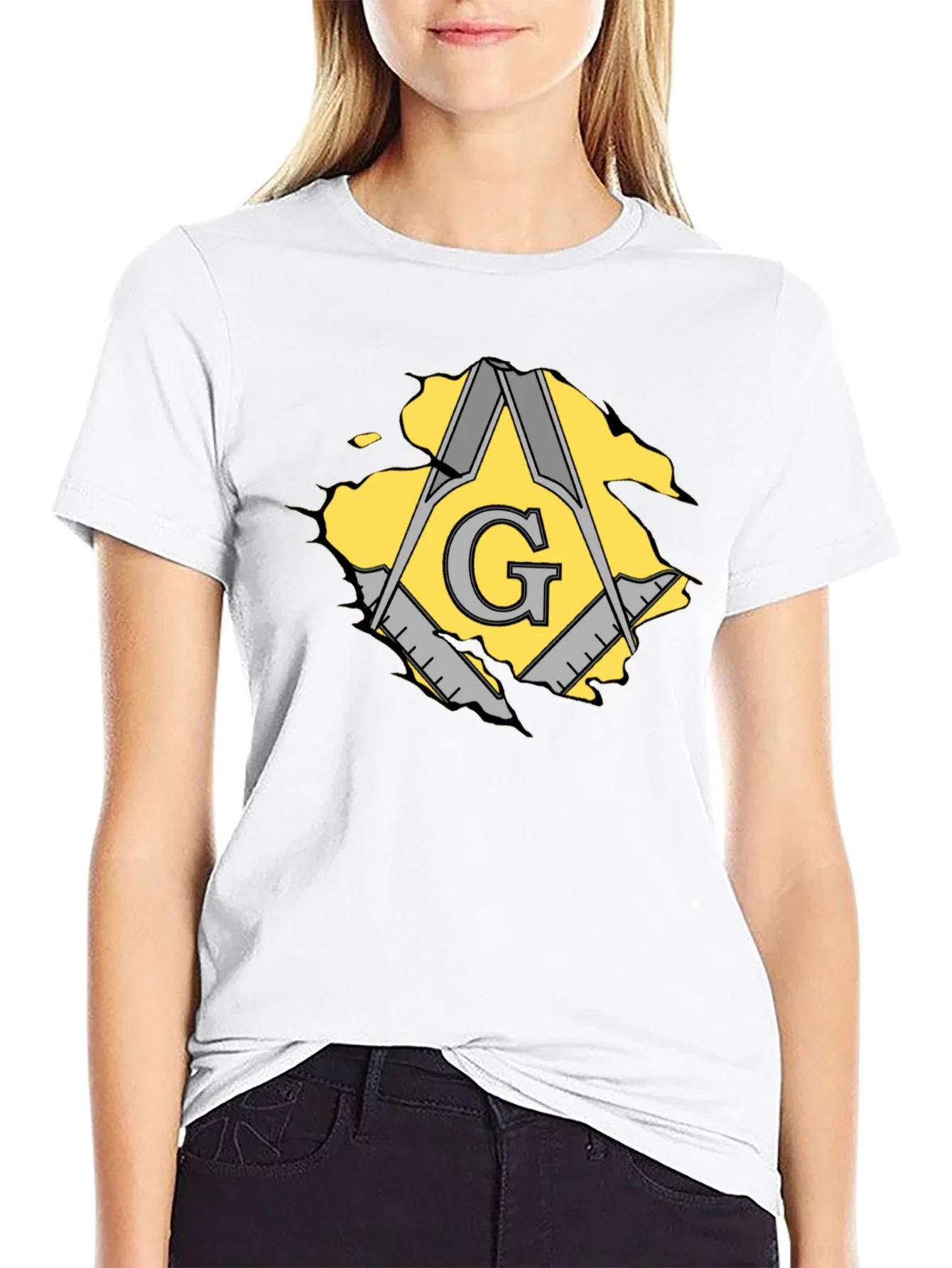 Rebbecca Masonic Square & Compasses Mens Black T-Shirt